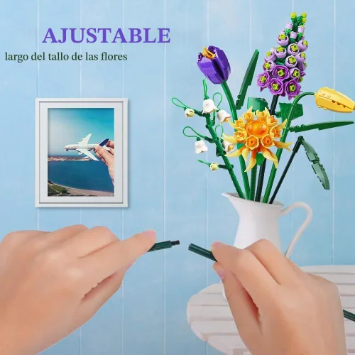 Vista 3 de OSDUE - Juego de 534 piezas de mini ramos de flores de ladrillos para parejas y esposa