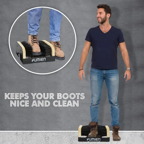 Vista 4 de Umien Cepillo limpiador de zapatos juego de cepillos de limpieza plegables con fregador, raspador, ideal para botas, uso al aire libre y más