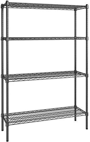 Vista 73 de Kit de 4 estantes de epoxi verde NSF de 21 x 72 pulgadas con postes de 86 pulgadas, estantería de almacenamiento resistente, kit de estantería
