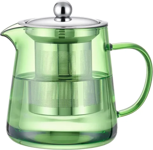 Vista 13 de PARACITY Estufa de vidrio de 32 onzas, tetera transparente de borosilicato con infusor extraíble de acero inoxidable 18/8, tetera de hojas sueltas