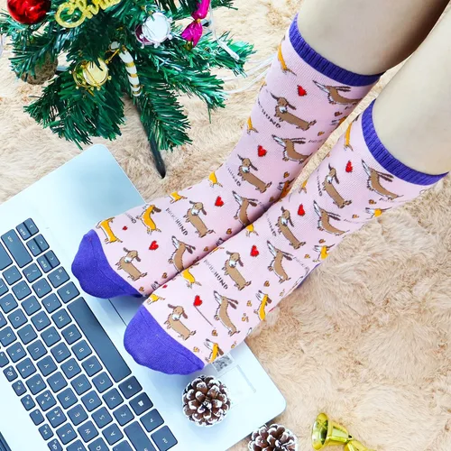 Vista 4 de Jeasona Calcetines lindos para mujer, diseño de perro salchicha de pollo, abeja, erizo, panda, regalos para mujer