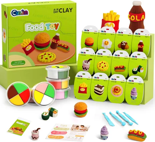 Vista 8 de Kit de plastilina de secado al aire con temática de pastel para niños - 12 cajas de arcilla mágica ultra ligera, arcilla suave para modelar DIY