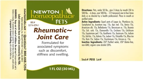 Vista 2 de Newton Homeopathics Mascotas reumáticas ~ Cuidado de las articulaciones - 1 Oz Líquido