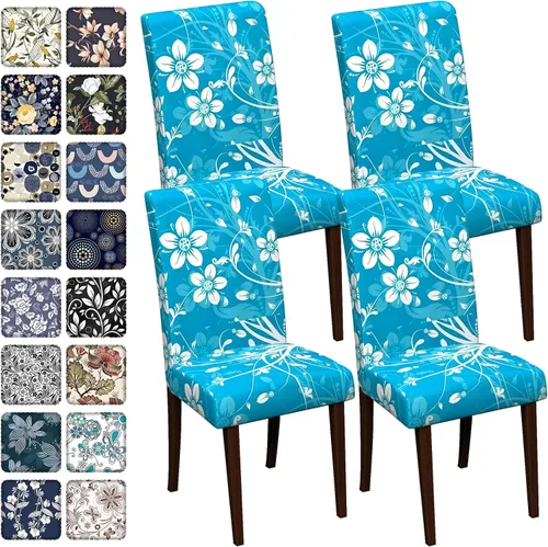 Vista 109 de Fundas para sillas de comedor CoSofSLIP, juego de 2, fundas estampadas elásticas antideslizantes, fundas extraíbles y lavables para sillas