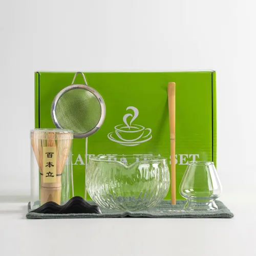 Vista 2 de DWEHIXBUY Juego de té japonés (7 piezas) Juego de batidor Matcha Bowl Matcha con boquilla de vertido Batidor de Matcha de bambú (chasen) Cuchara