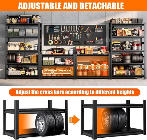Vista 5 de Garage Shelving Heavy Duty Storage Shelves 3000LBS 6-Tier Adjustable Metal Shelving Units Garage Storage Shelves for Warehouse, Industrial