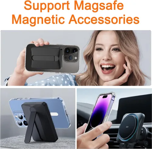 Vista 5 de COJOC 3 calcomanías de anillo Magsafe, adaptador de conversión magnético universal compatible con accesorios de carga inalámbrica para iPhone Negro