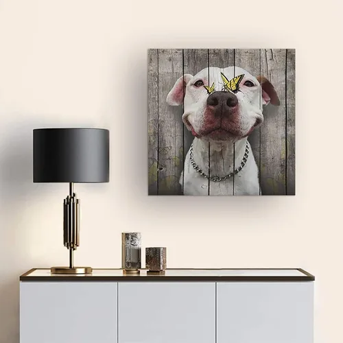 Vista 2 de Rompecabezas de perro Pitbull de 1000 piezas para adultos, rompecabezas de mariposa y pitbull sonriente, rompecabezas de animales, juguetes de Juego