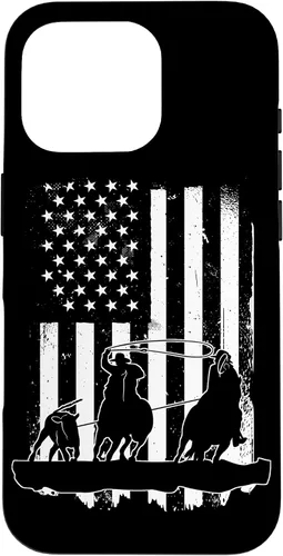 Vista 20 de USA Flag Team Roping Design Rodeo Western Horse Country Case for iPhone 17