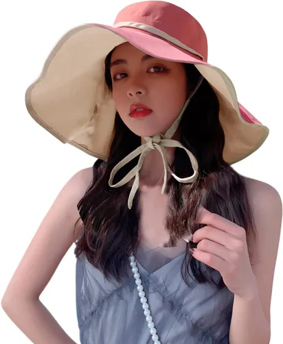 Vista 12 de HUAMULAN Sombrero de Sol de Verano de Ala Ancha para Mujeres con Borde Alambrado Sombrero Bucket de Playa y Pesca Reversible Plegable de Viaje