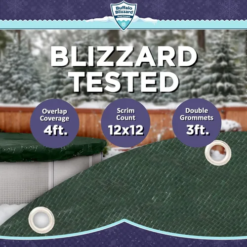 Vista 3 de Buffalo Blizzard Ripstopper - Cubierta redonda de invierno para piscina de 12 pies, cubierta verde resistente para cerrar piscinas sobre el suelo