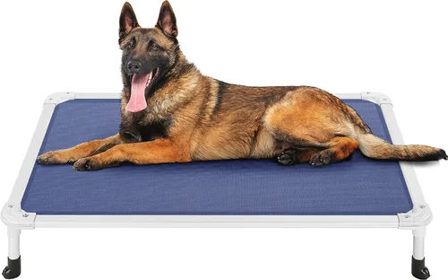 Vista 18 de Veehoo Cama elevada para perros a prueba de mordidas - Cuna elevada refrescante para mascotas - Marco de aluminio plateado y tela de malla