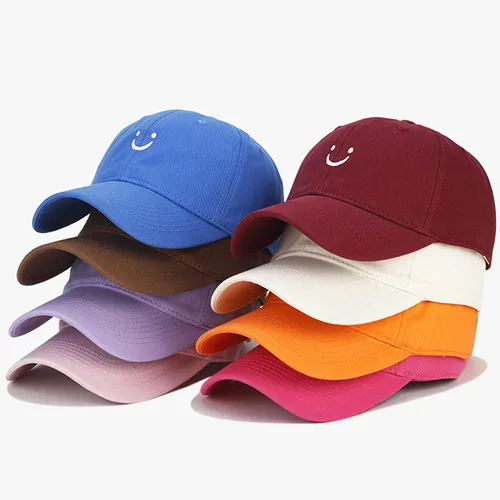 Vista 3 de Umeepar Gorra de béisbol con cara sonriente para mujeres y hombres, ajustable, de perfil bajo, de algodón, sin estructura, para papá