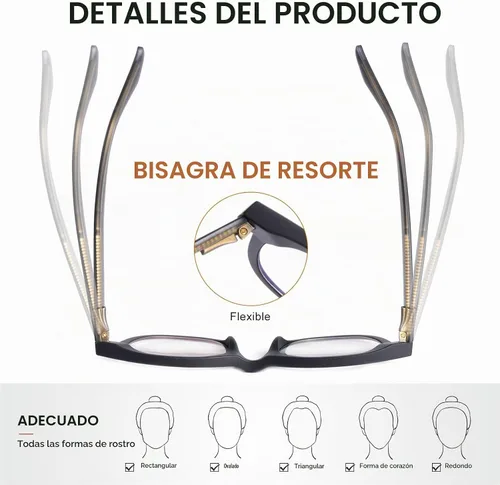 Vista 6 de Gafas de lectura fotocromáticas progresivas multifocal, lentes de computadora, lectores de transición para mujer Negro