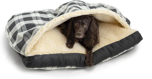 Vista 9 de Snoozer Pet Products Cama de lujo para perros estilo cueva rectangular con microserraje, pequeña, antracita
