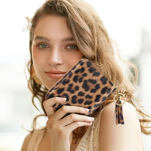 Vista 6 de Billetera pequeña para tarjetas de crédito RFID con purpurina linda para mujer