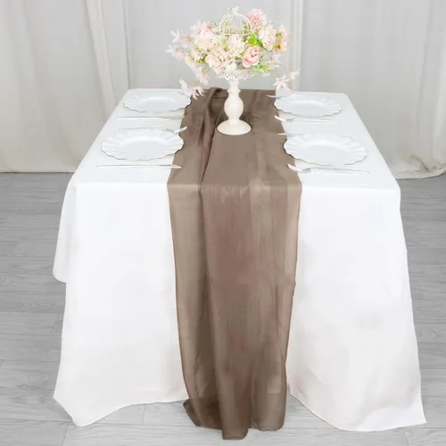 Vista 25 de Tableclothsfactory Camino de mesa de gasa de amatista de 22 x 80 pulgadas para bodas, fiestas, banquetes, decoración, ajuste rectangular y mesa