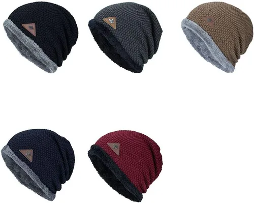 Vista 2 de Gorro de invierno para hombre y mujer, gorro de punto grande con forro polar grueso para uso diario