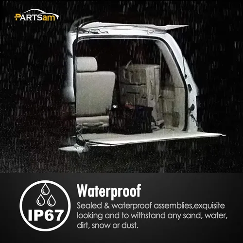 Vista 6 de Partsam – Tira de luces utilitarias, 18 diodos ledes, impermeable, color blanco, de 4 x 8 pulgadas, 12 V, universal