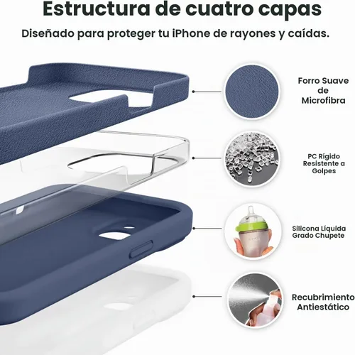 Vista 2 de Vooii Compatible con iPhone 15, silicona líquida Defender mejorada, protección mejorada de la cámara, forro de microfibra antiarañazos suave, funda