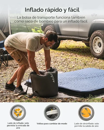 Vista 7 de Acacia 4" Thick Self Inflating Sleeping Pad with Foam, Innovative Y-Shaped Telescopic Structure, Ultraportable Camping Air Mattress with Pump Sack
