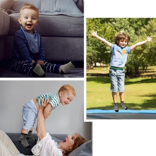 Vista 6 de SPTRAMLE Calcetines para niños 12 pares de calcetines para niños pequeños y niñas 1-14 años juego de calcetines deportivos de medio cojín
