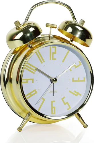 Vista 19 de AYRELY® Reloj despertador de campana doble súper fuerte para adultos de sueño pesado, 4 pulgadas, retro, silencioso, sin tictac, con luz nocturna