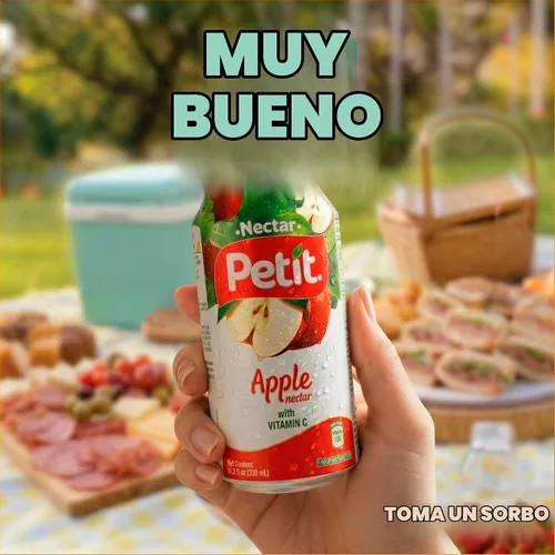 Vista 3 de Petit Néctar de manzana, latas de 330 ml (paquete de 24) – Bebida refrescante de jugo de fruta