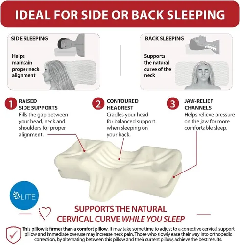 Vista 5 de Therapeutica Almohada cervical ergonómica para aliviar el dolor de cuello Blanco