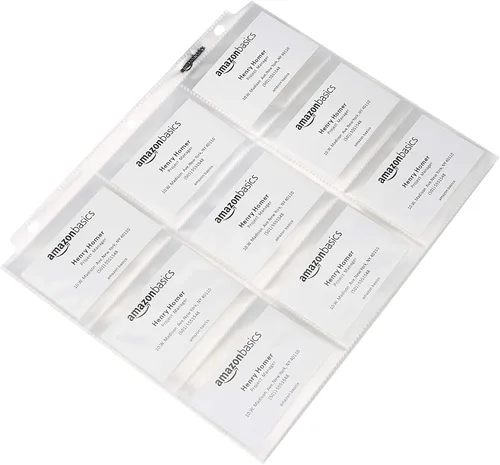 Vista 2 de Amazon Basics Hojas de 9 protectores de tarjetas coleccionables para almacenamiento y protección, carga superior, transparente, paquete de 100