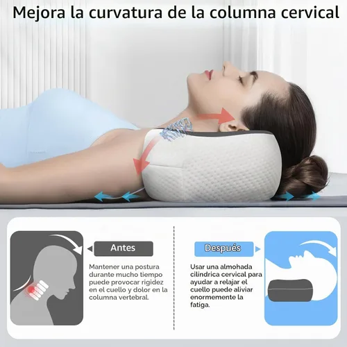 Vista 2 de Almohada Cervical de Rodillo para el Cuello, Di Adiós al Dolor de Cuello, Almohada de Soporte de Cuello para Viaje para Dormir de Lado, Almohada