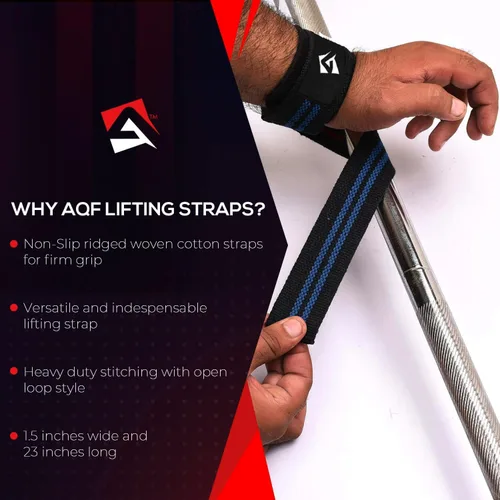 Vista 4 de AQF Weight Lifting Straps, Padded Cotton Gym Wrist Straps for Deadlifts