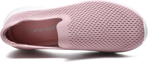 Vista 7 de Zuwoigo Zapatos de senderismo para mujer, cómodos, sin cordones, informales, transpirables, para entrenamiento, gimnasio, trabajo, tenis