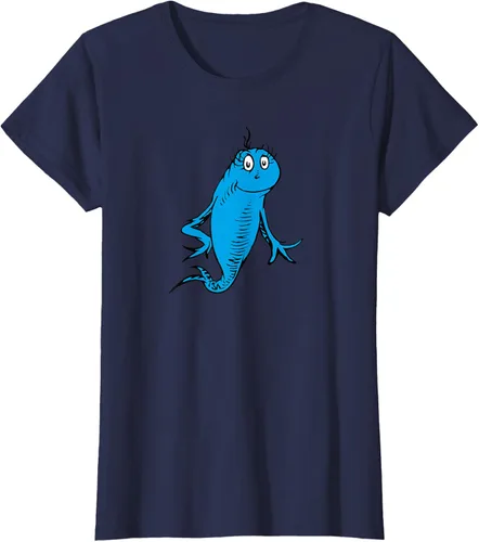 Vista 42 de Dr. Seuss Blue Fish Character - Camiseta con licencia oficial Negro