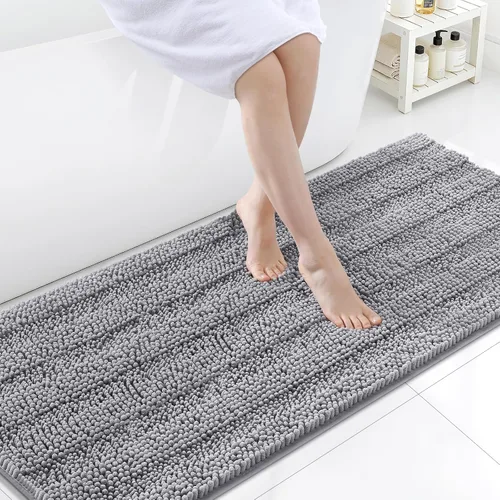 Vista 119 de Grandaily Alfombras de baño de felpilla a rayas de 24 x 16 pulgadas, extra gruesas y suaves, absorbentes, parte trasera de goma, alfombra de ducha