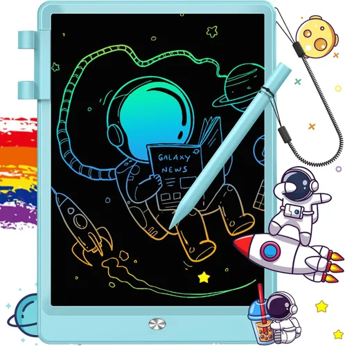 Vista 11 de FLUESTON Tableta de escritura LCD para niños, tablero de garabatos de 10 pulgadas, almohadilla de dibujo colorida para niños pequeños, juguetes Rosa