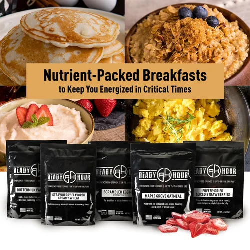 Vista 6 de Ready Hour Cubo de Desayuno (128 Porciones), Suministro de Alimentos de Emergencia, Kit de Alimentos de Emergencia, Alimentos con Vida Útil de 25