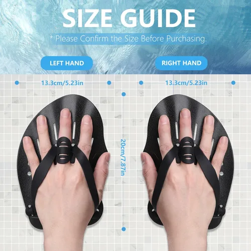 Vista 2 de Hianjoo Aletas de Mano para Natación para Adultos y Jóvenes (1 Par), Aletas de Natación de Fuerza de Entrenamiento para Piscina, Accesorios