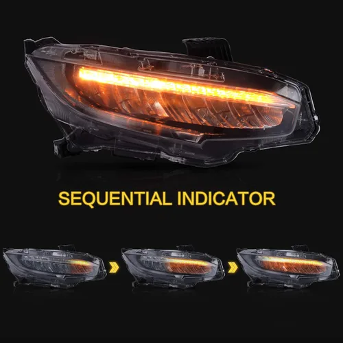 Vista 3 de VLAND Faros delanteros para Honda Civic de 10ª generación Sedan/Coupe/Hatchback/Type R 2016-2021