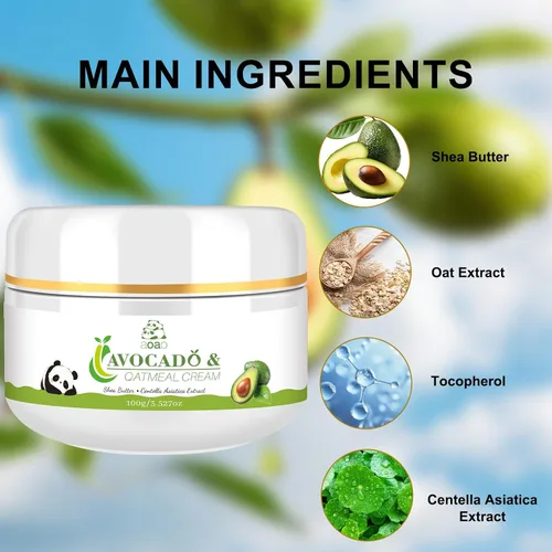 Vista 3 de AOAO Crema hidratante diaria de aguacate para niños, hidrata suavemente la piel seca y sensible para la cara y el cuerpo de bebés y niños, avena