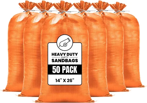 Vista 28 de Bolsas de arena resistentes para inundaciones, bolsas de arena vacías con cuerdas de amarre, protección UV 1600 horas, control de inundaciones, 14 x