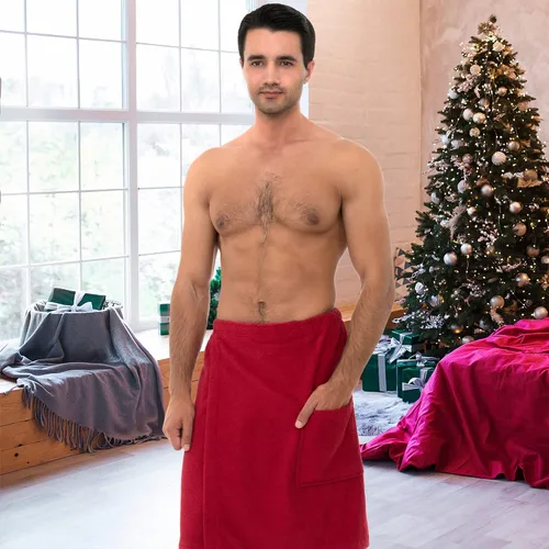 Vista 5 de TowelSelections Envoltura de ducha ajustable de algodón para hombre, para spa, baño, gimnasio
