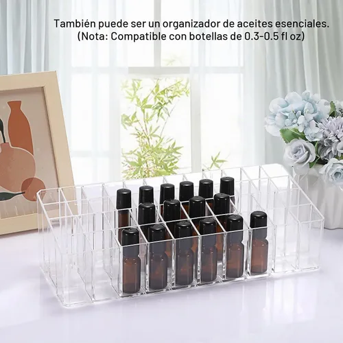 Vista 5 de ELLDOO Rollerball Organizador de perfumes, 44 espacios de acrílico transparente, soporte de almacenamiento de perfume de belleza, soporte