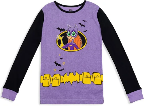 Vista 3 de DC Comics Justice League Batgirl - Conjunto de pijama para niñas pequeñas y grandes
