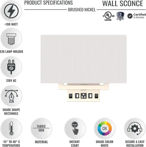 Vista 2 de LEDMyplace - Aplique de pared LED de 2 luces, apliques para sala de estar con puertos USB y tomacorriente, apliques de latón, base E26, acabado
