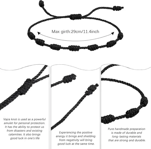 Vista 9 de Pulsera de protección con 7 nudos de protección, pulseras ajustables para mujer