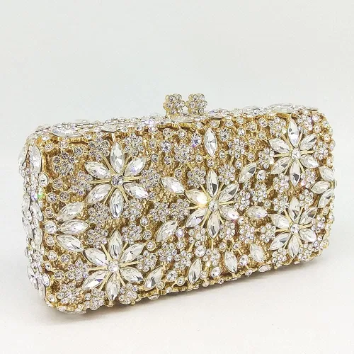 Vista 2 de Bolsos de noche con diseño de copo de nieve para mujer para boda boda novia con cristales