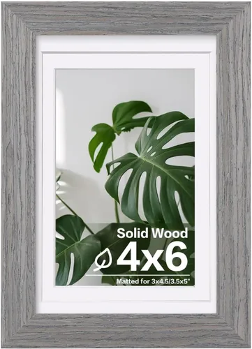 Vista 207 de Egofine - Portarretratos de 4 x 6 pulgadas, de madera maciza con plexiglás, para fotos de 3.5 x 5 con paspartú o de 4 x 6 sin paspartú, para colocar