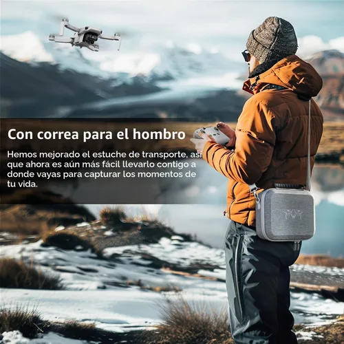 Vista 5 de Estuche de transporte para DJI Mini 4K/Mini 2 SE, bolsa de almacenamiento rígida 5 en 1, incluye 1 par de balancines, protector de joystick, soporte