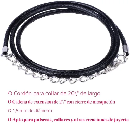 Vista 3 de Selizo - 100 unidades de cordón para collar para hacer joyas, cuerda encerada negra para suministros de fabricación de pulseras